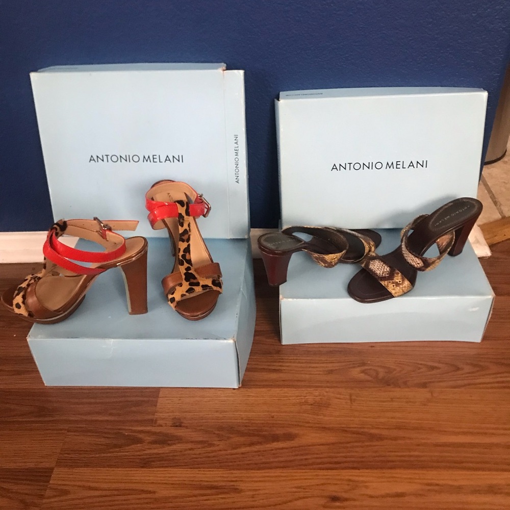 Red gold tan  with animal print colored and the dark brown animal print